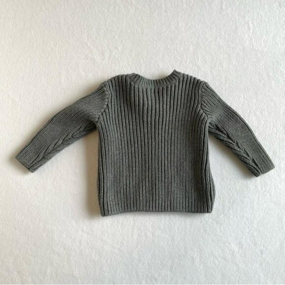 Tea Collection Grey Fair Isle Pattern Knit Zippered Sweater 6-12m - Picture 3 of 6
